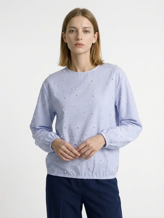 Elle Women Blue Striped Top