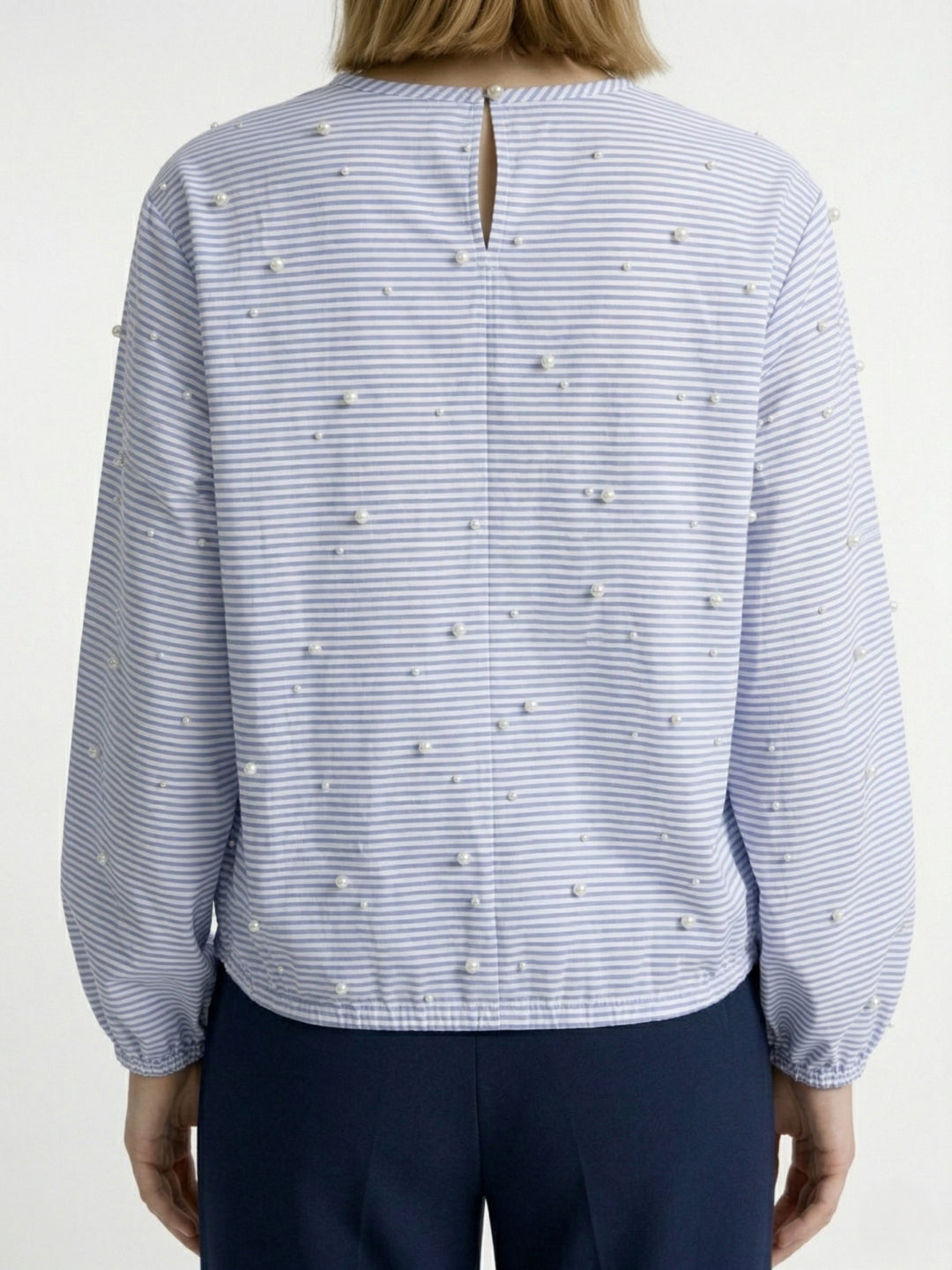 Elle Women Blue Striped Regular Fit Shirt
