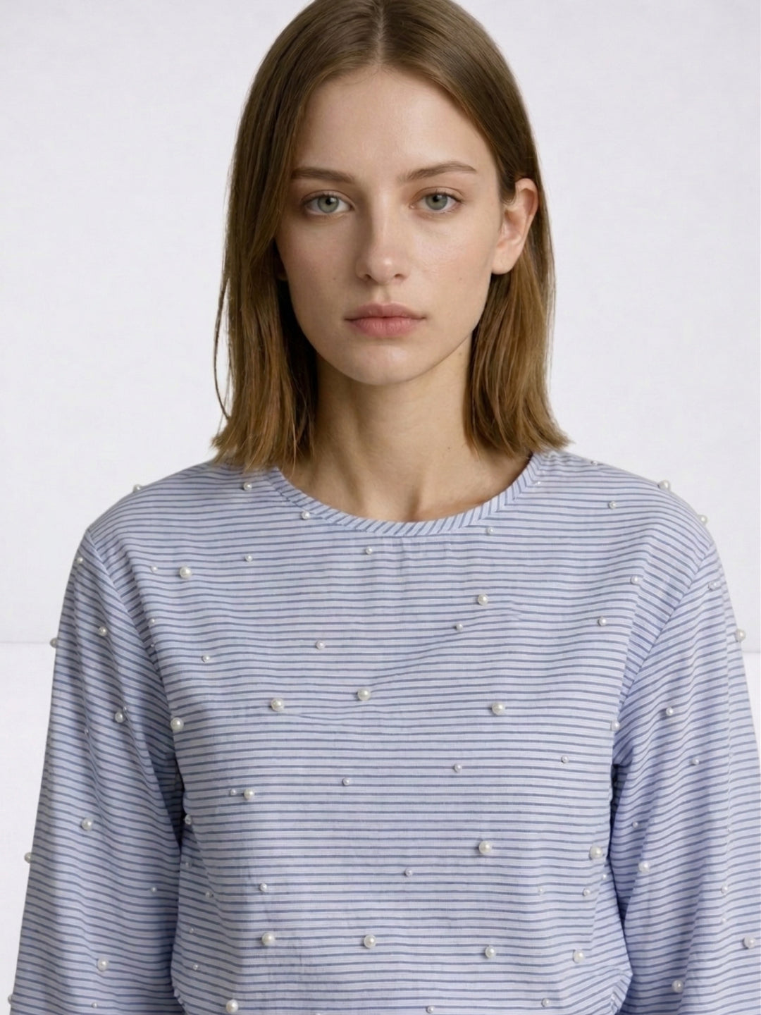 Elle Women Blue Striped Regular Fit Shirt