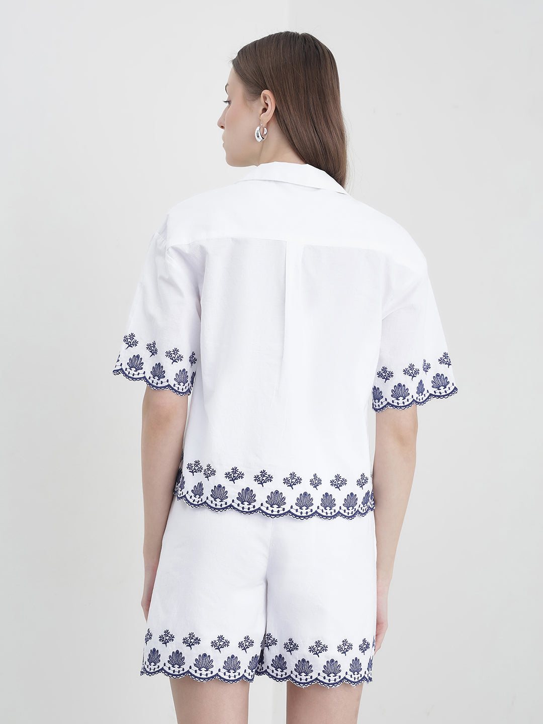 ELLE Women White Floral Shirt