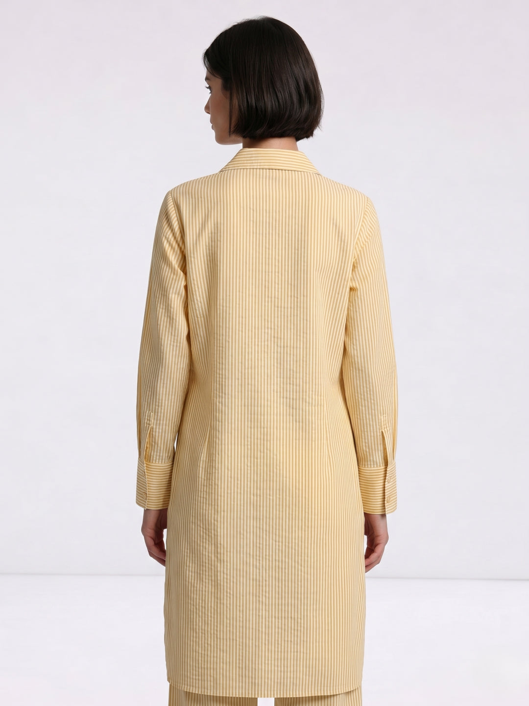 Elle Womens Yellow & White Striped Relaxed Fit Shirt