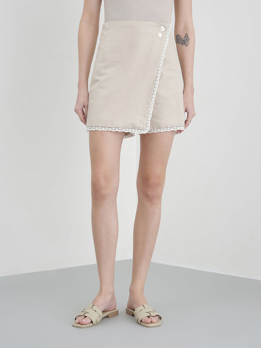 ELLE Women Beige Solid Skirt