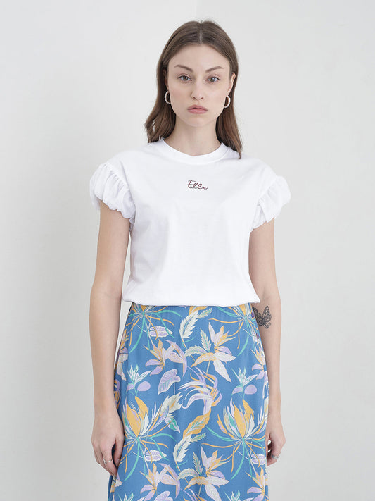 ELLE Women White Solid T-Shirt