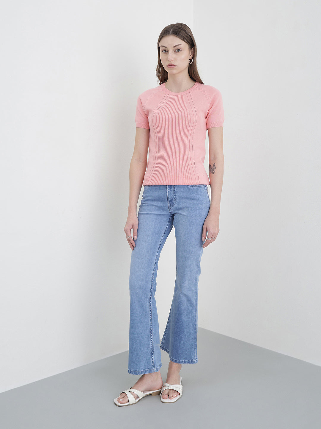 ELLE Women Pink Solid T-Shirt