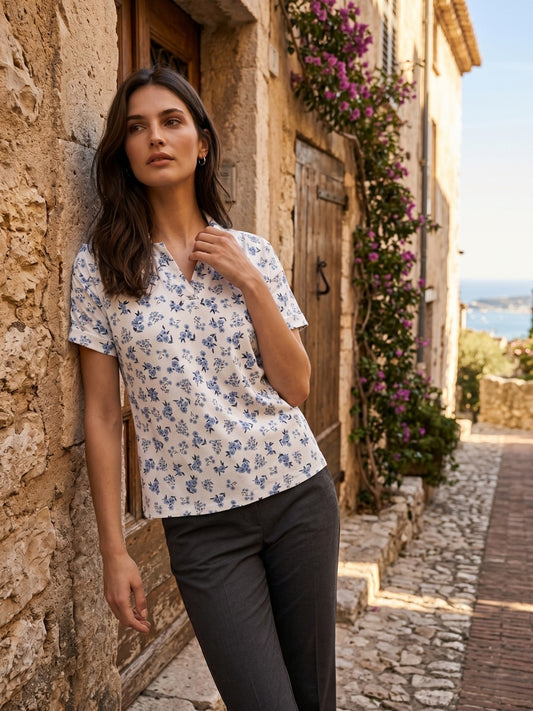 Elle Multi Cotton Printed Women Regular Fit T Shirt