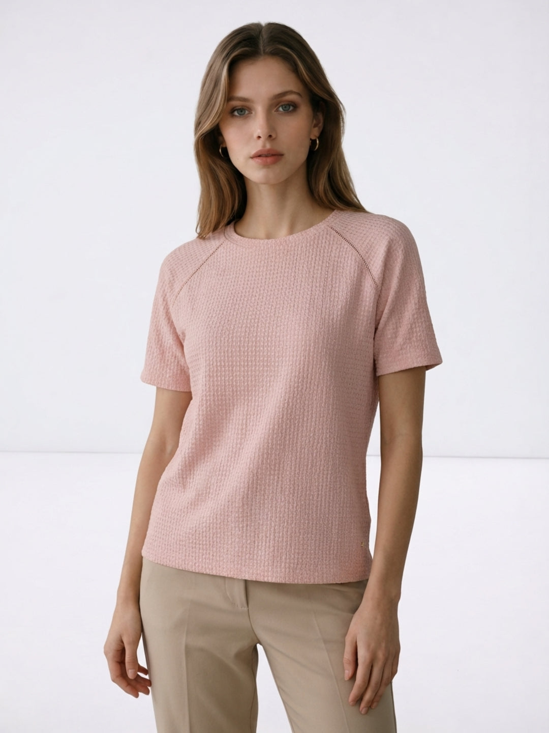 Elle Women Pink Solid Regular Fit T-Shirt