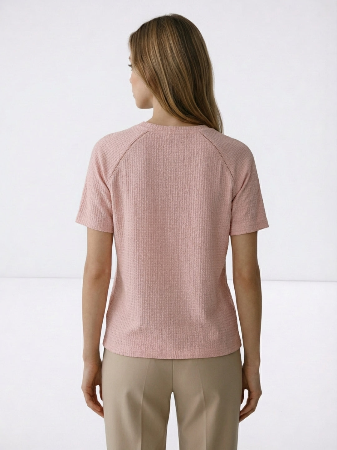 Elle Women Pink Solid Regular Fit T-Shirt