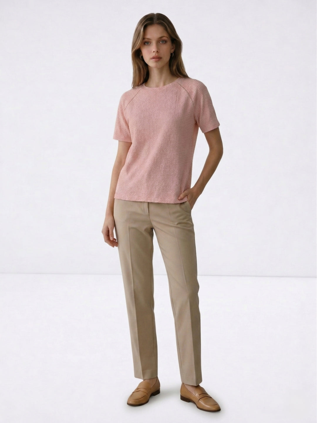 Elle Women Pink Solid Regular Fit T-Shirt