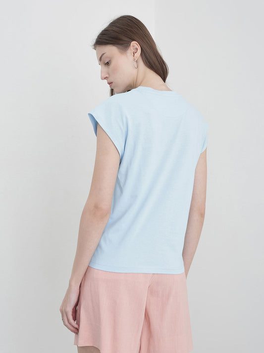 ELLE Women Blue Printed T-Shirt