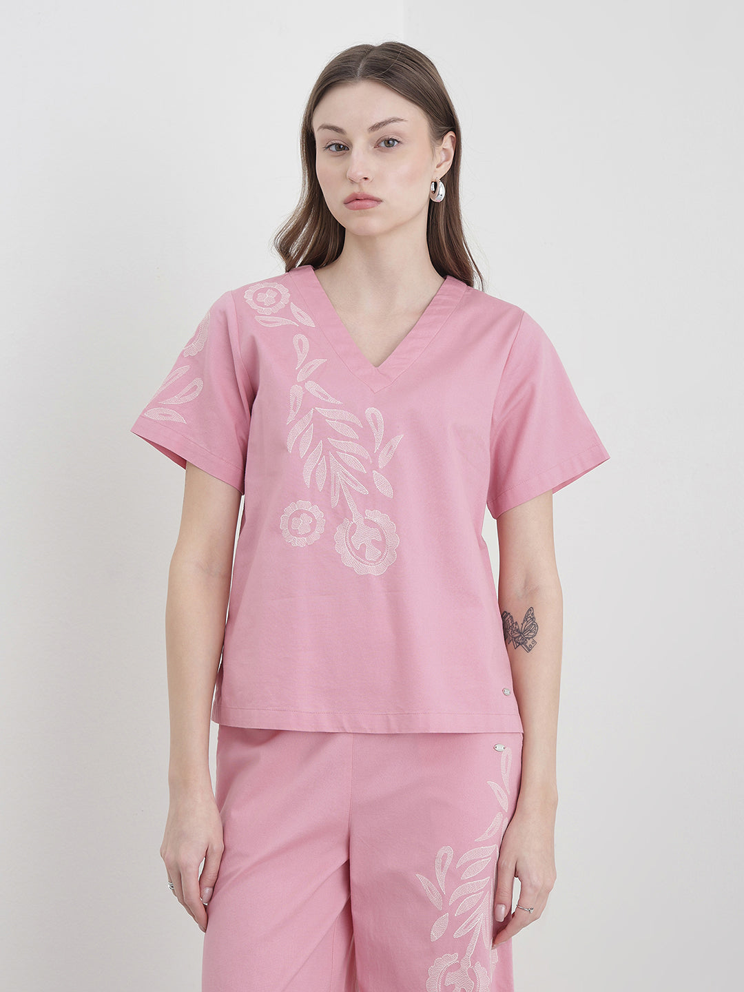 ELLE Women Pink Floral Top