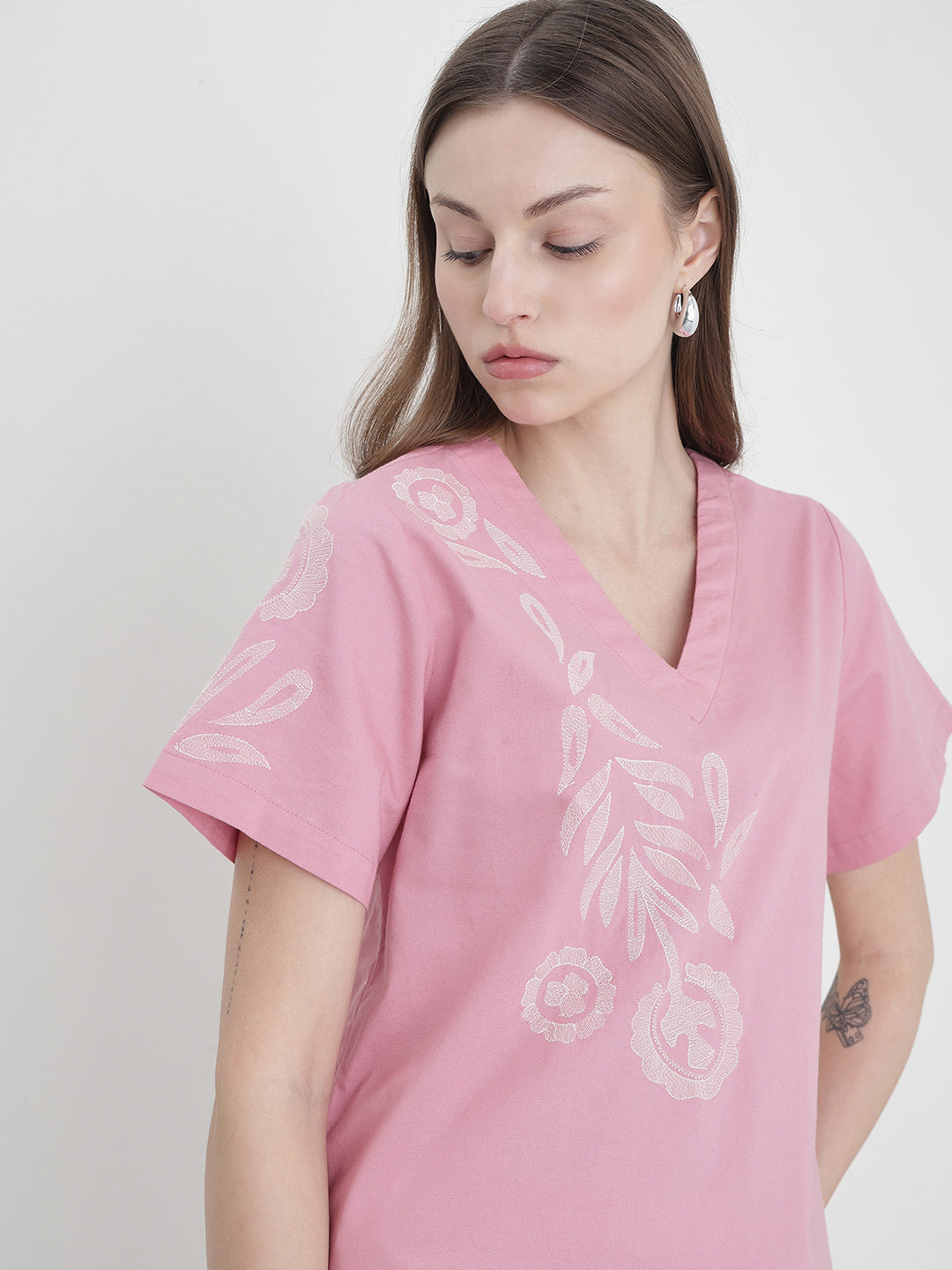 ELLE Women Pink Floral Top