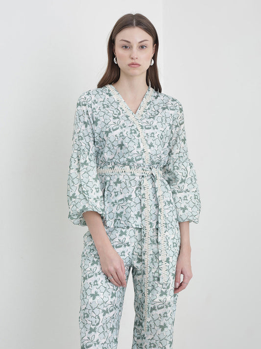 ELLE Women Green Printed Top