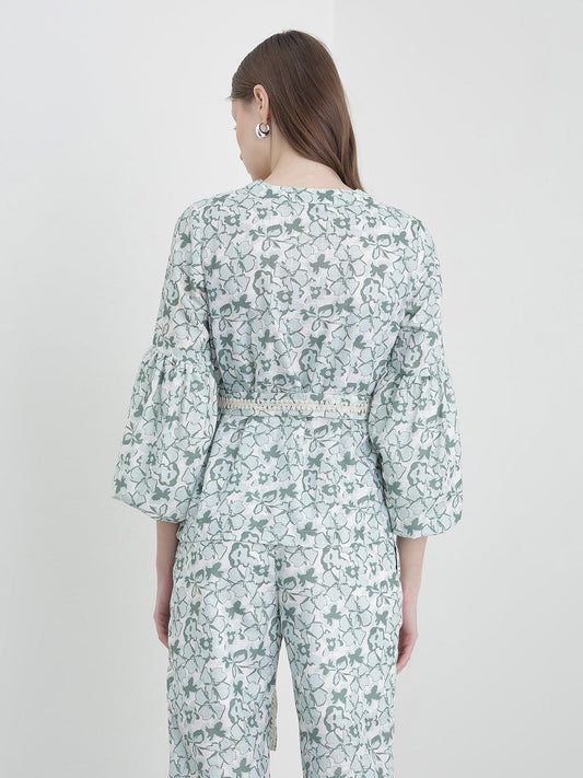 ELLE Women Green Printed Top