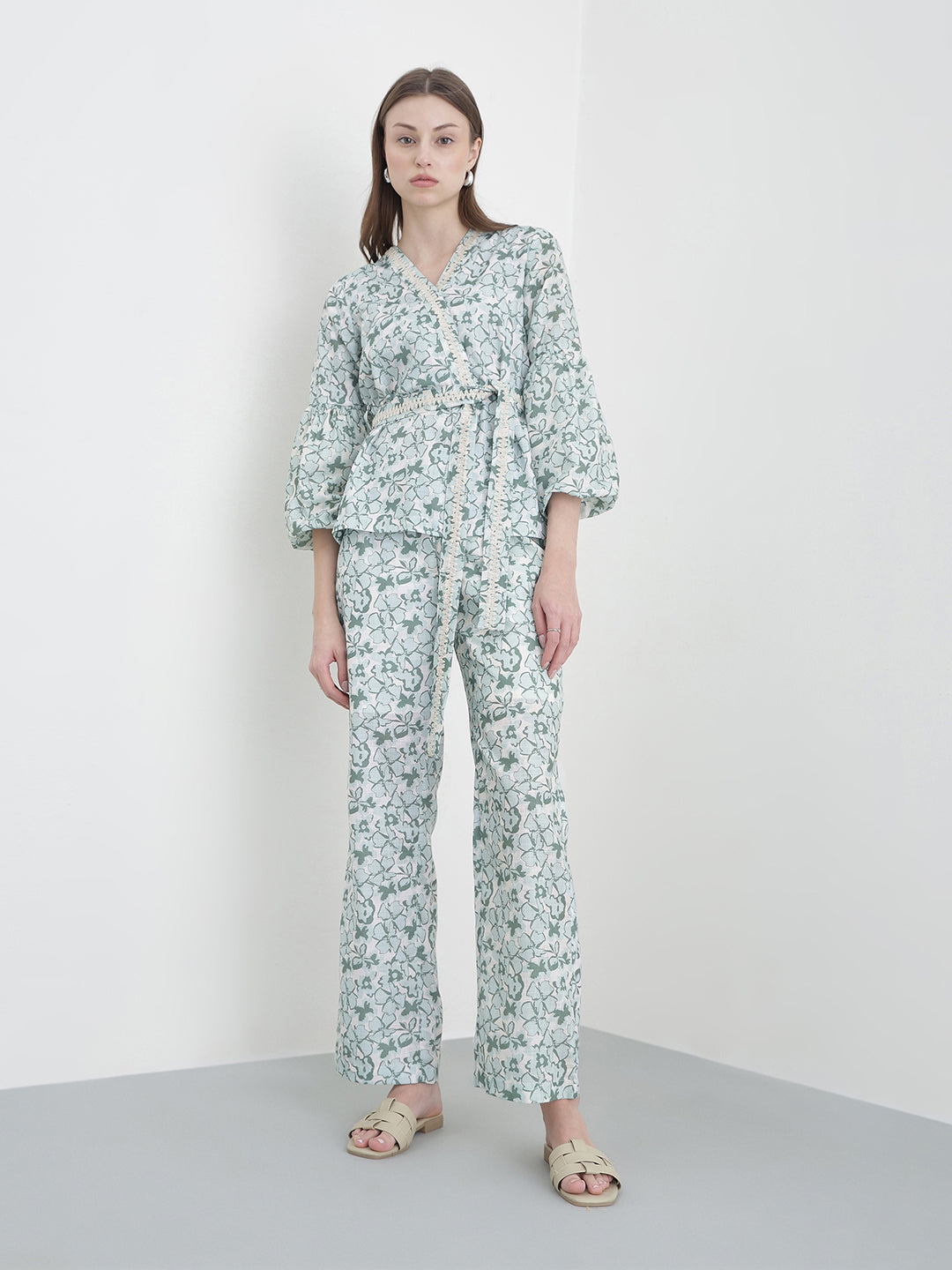 ELLE Women Green Printed Top