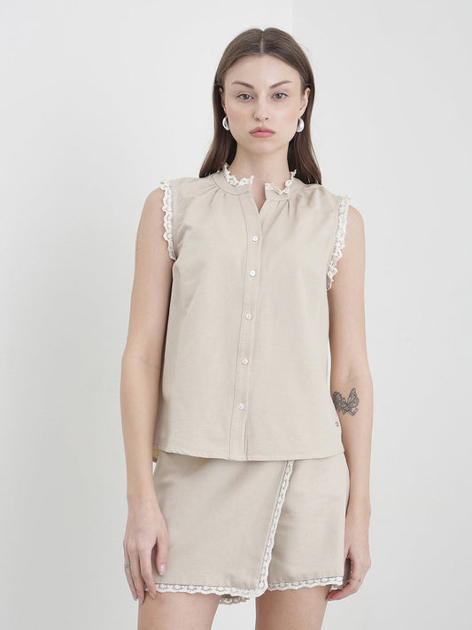 ELLE Women Beige Solid Top