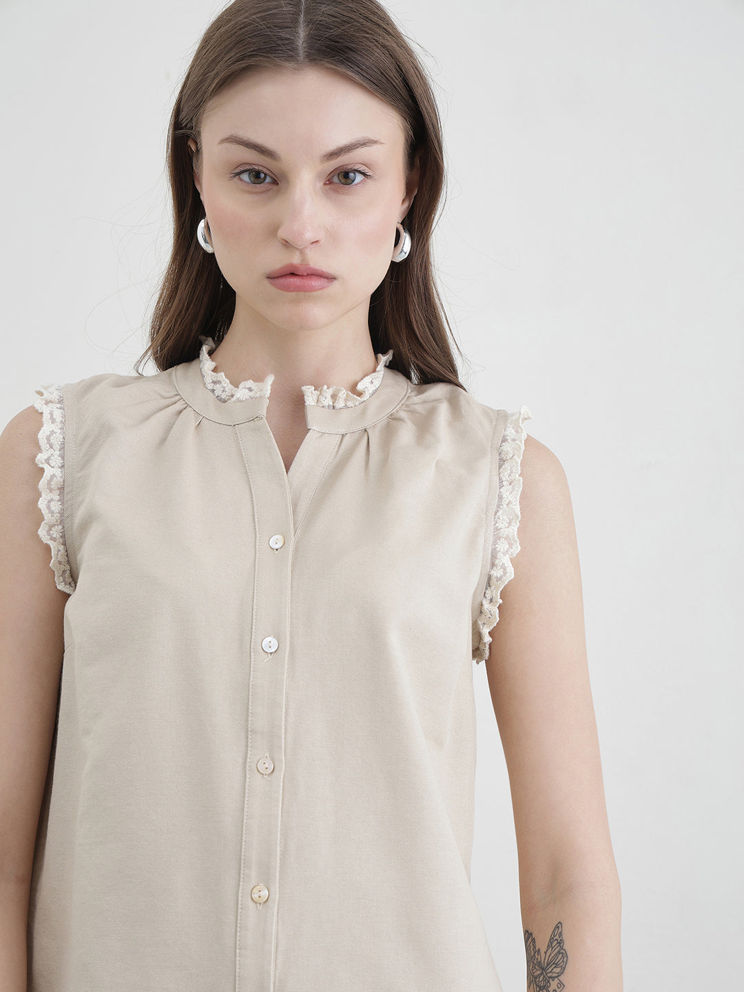 ELLE Women Beige Solid Top