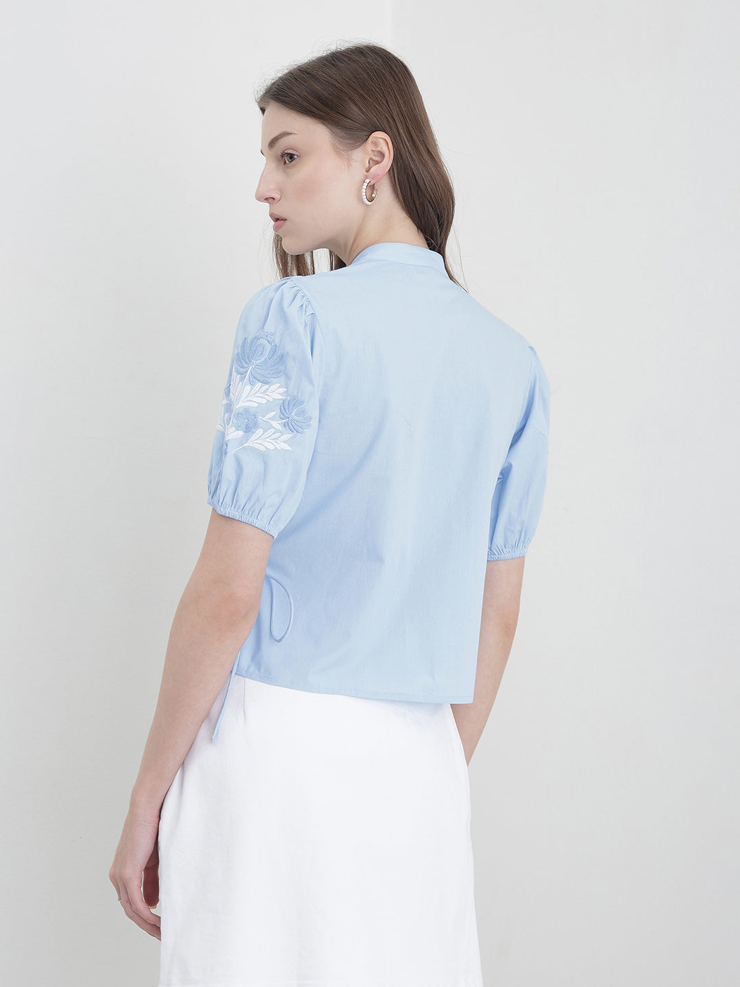 ELLE Women Blue Floral Top