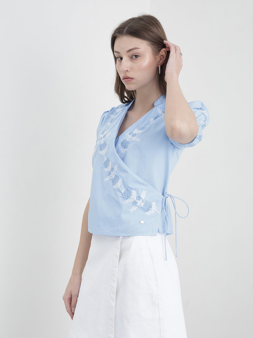 ELLE Women Blue Floral Top