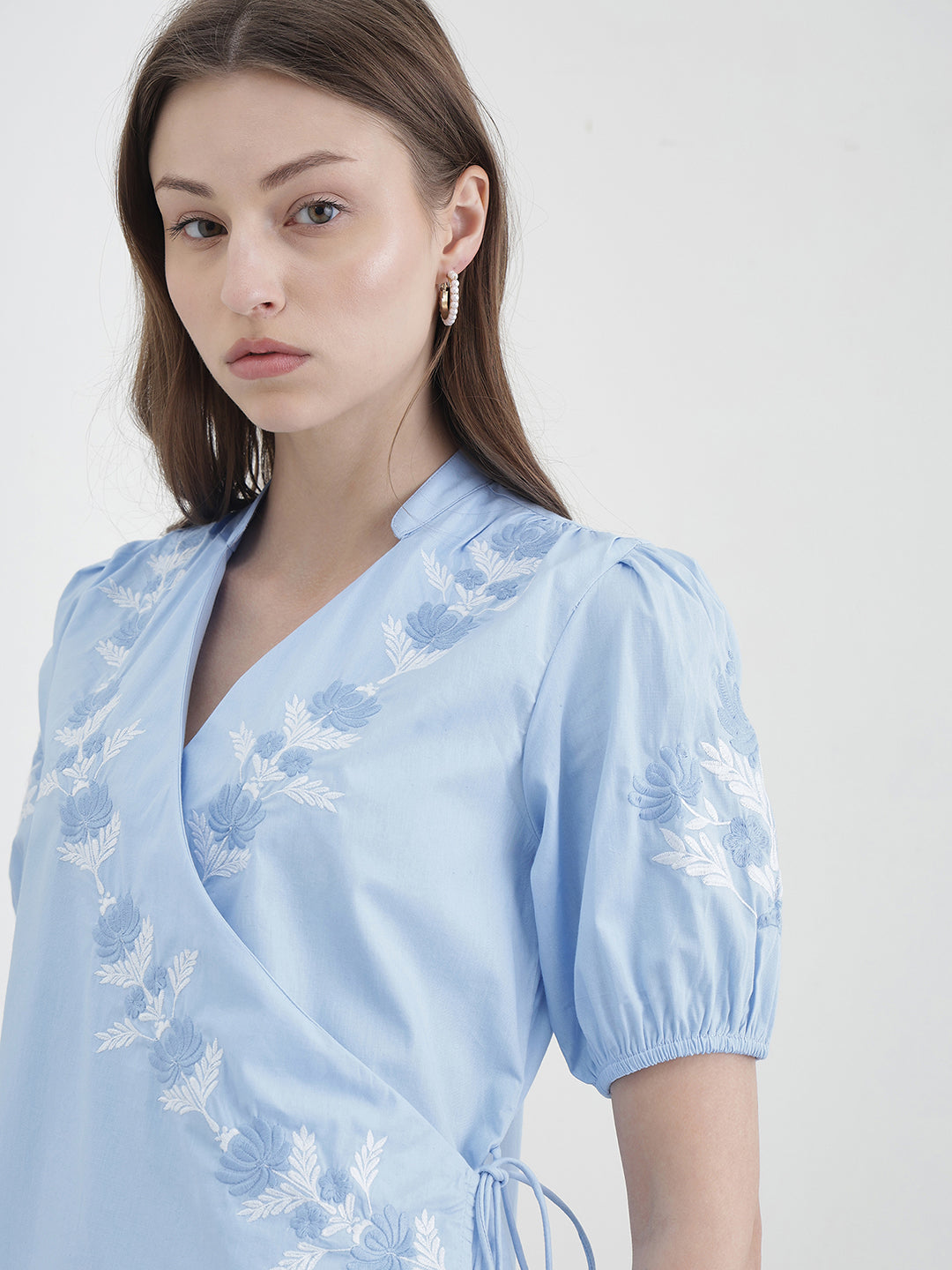 ELLE Women Blue Floral Top