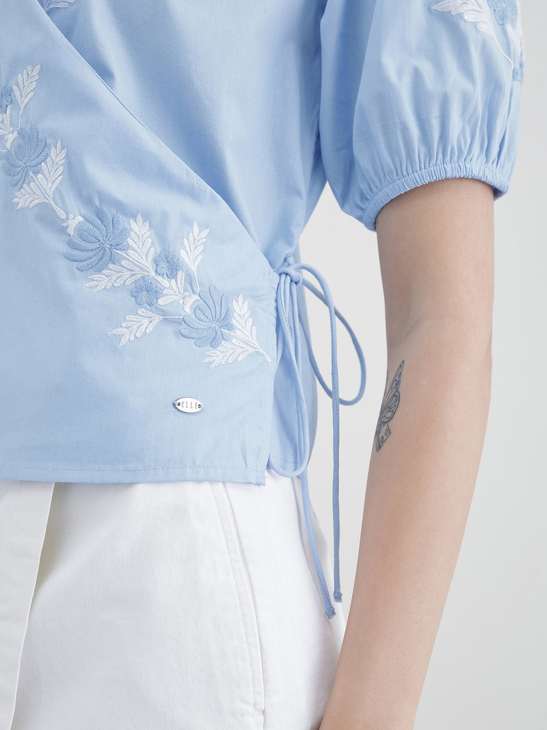 ELLE Women Blue Floral Top