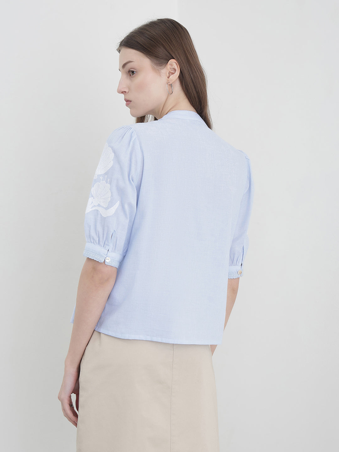 ELLE Women Blue Solid Top