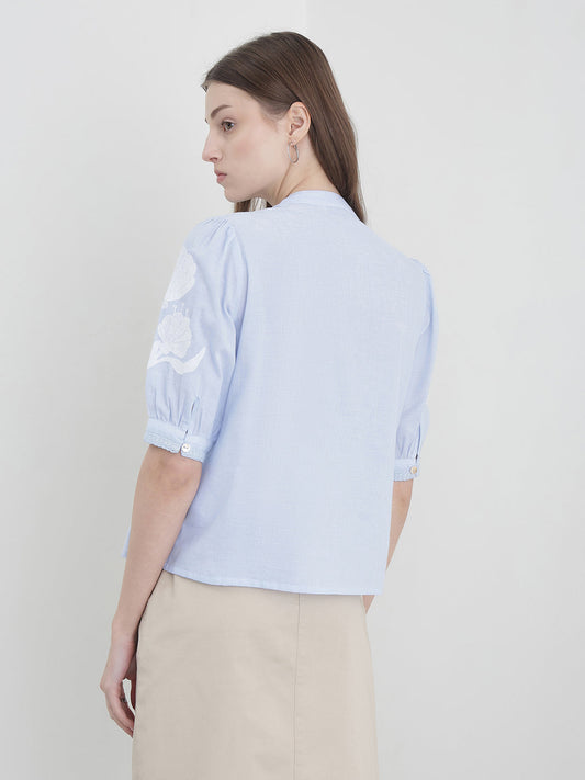 ELLE Women Blue Solid Top