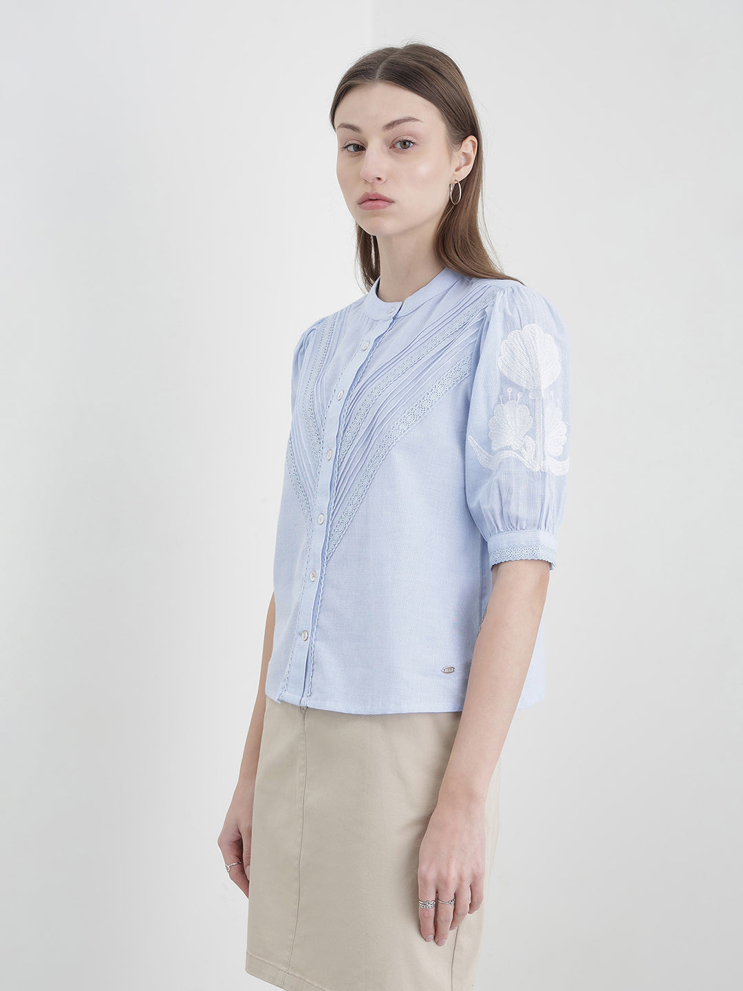ELLE Women Blue Solid Top