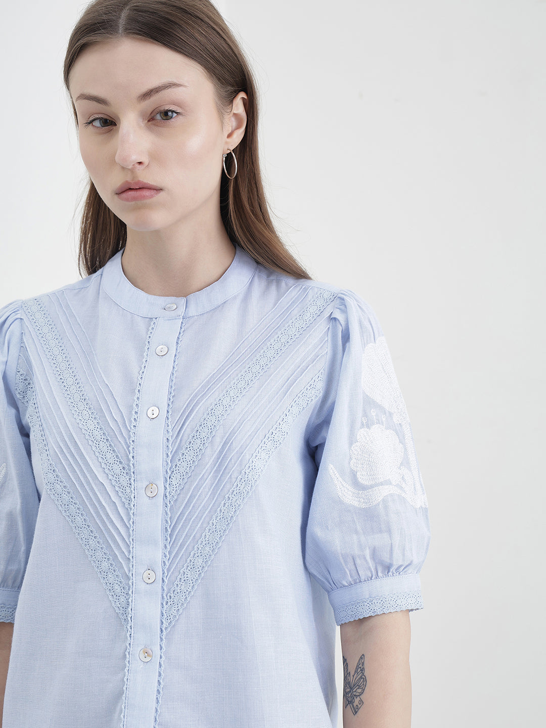 ELLE Women Blue Solid Top