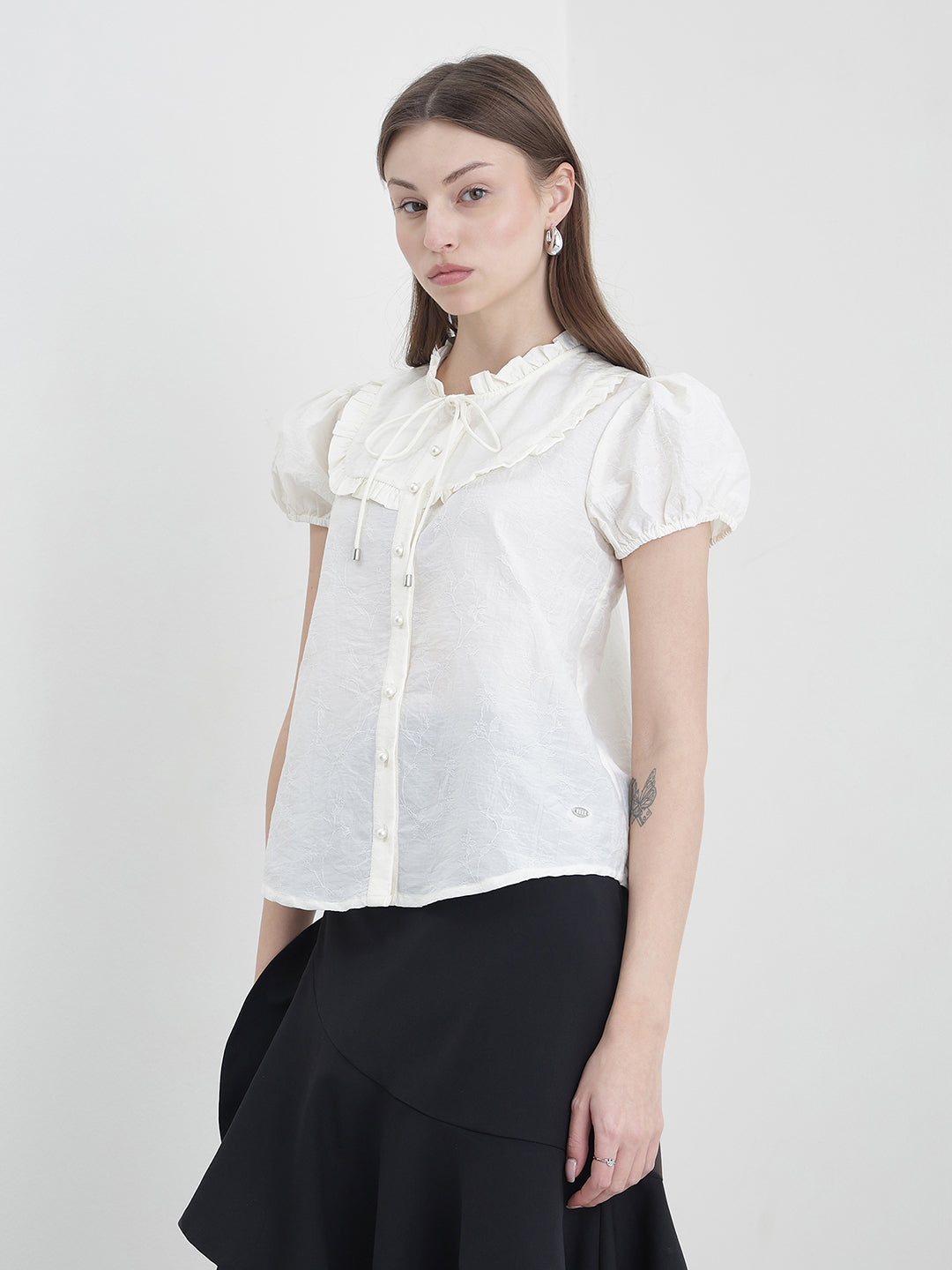 ELLE Women Cream Solid Top