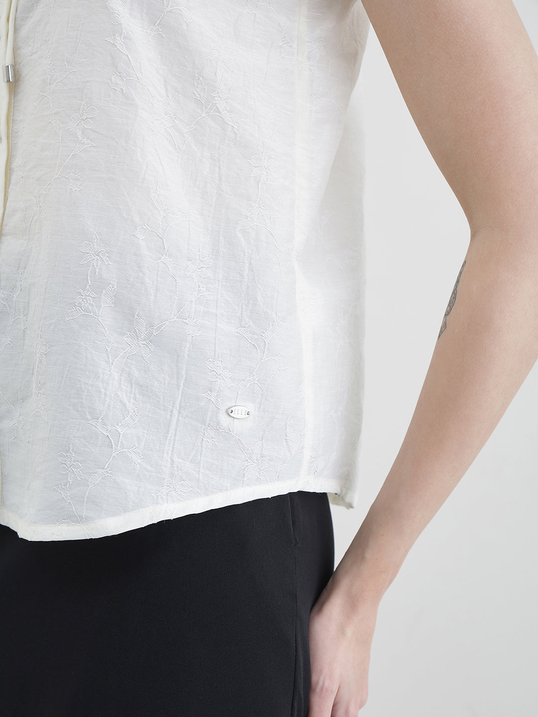 ELLE Women Cream Solid Top