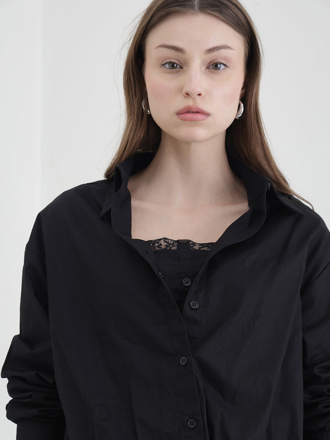 ELLE Women Black Solid Shirt