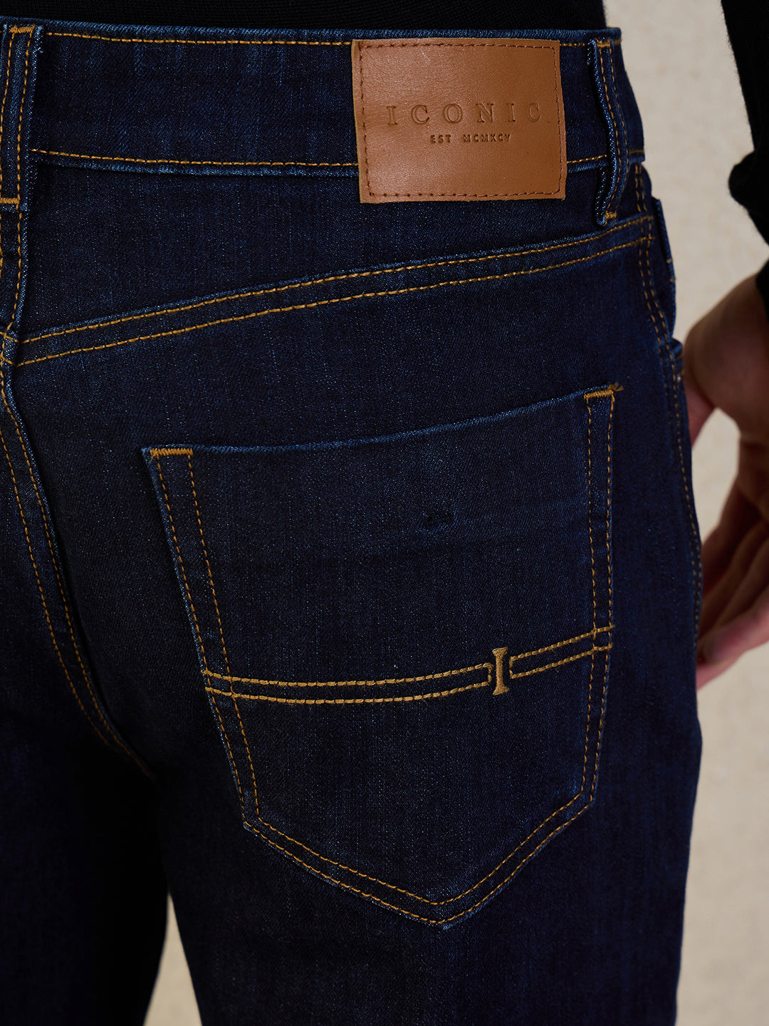 Iconic Men Navy Blue Solid Jeans