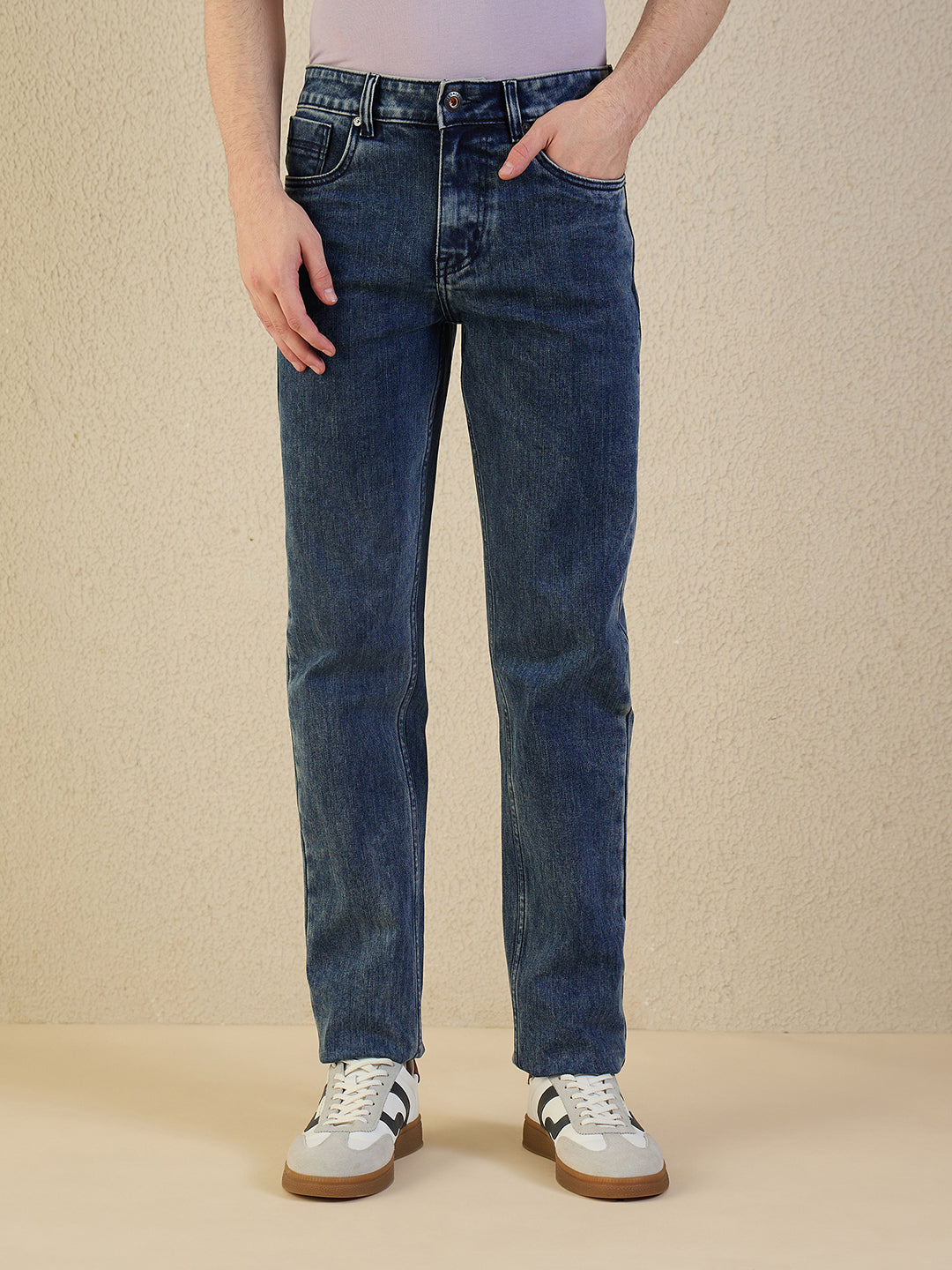 Iconic Men Blue Solid Slim Fit Jeans