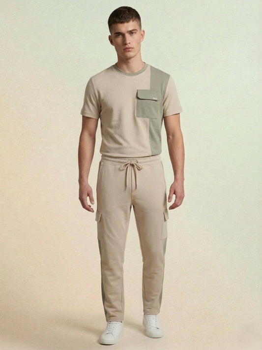 Iconic Men Beige Solid Straight Fit Mid Rise Jogger