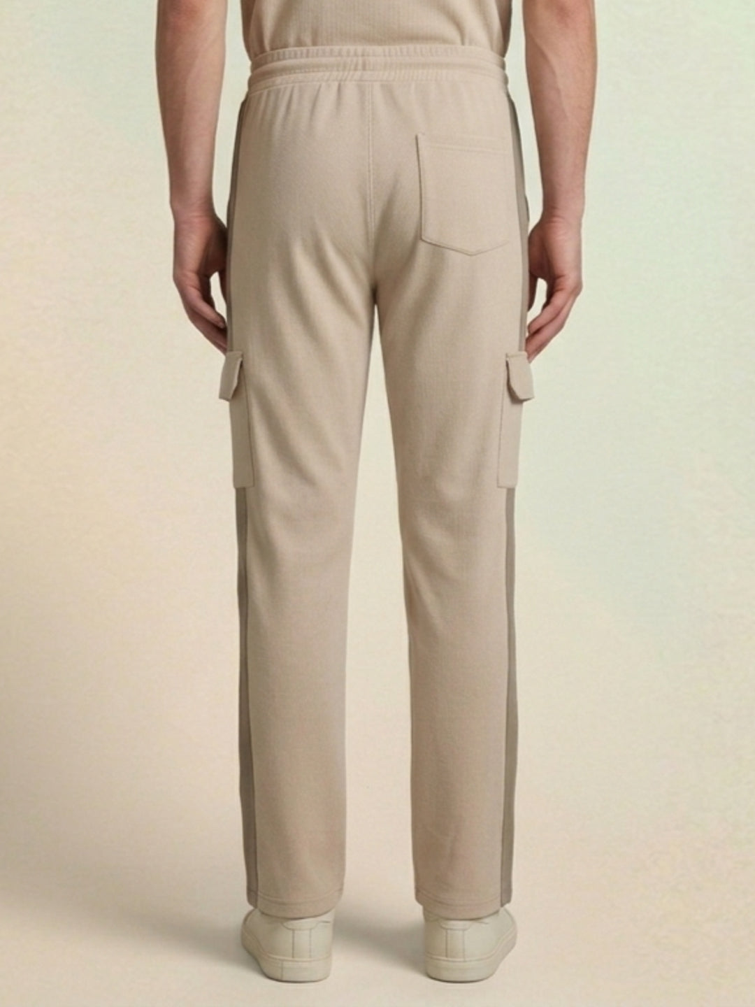 Iconic Men Beige Solid Straight Fit Mid Rise Jogger