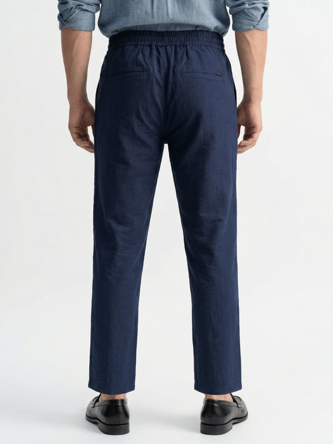 Iconic Men Blue Colorblock Stretchable Regular Fit Trouser