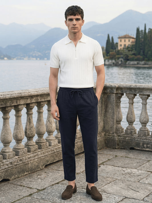 Iconic Men Black Solid Straight Fit Mid Rise Trouser