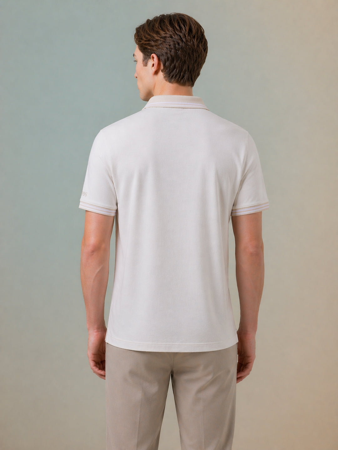 Iconic Men Beige Solid Regular Fit Polo T-Shirt