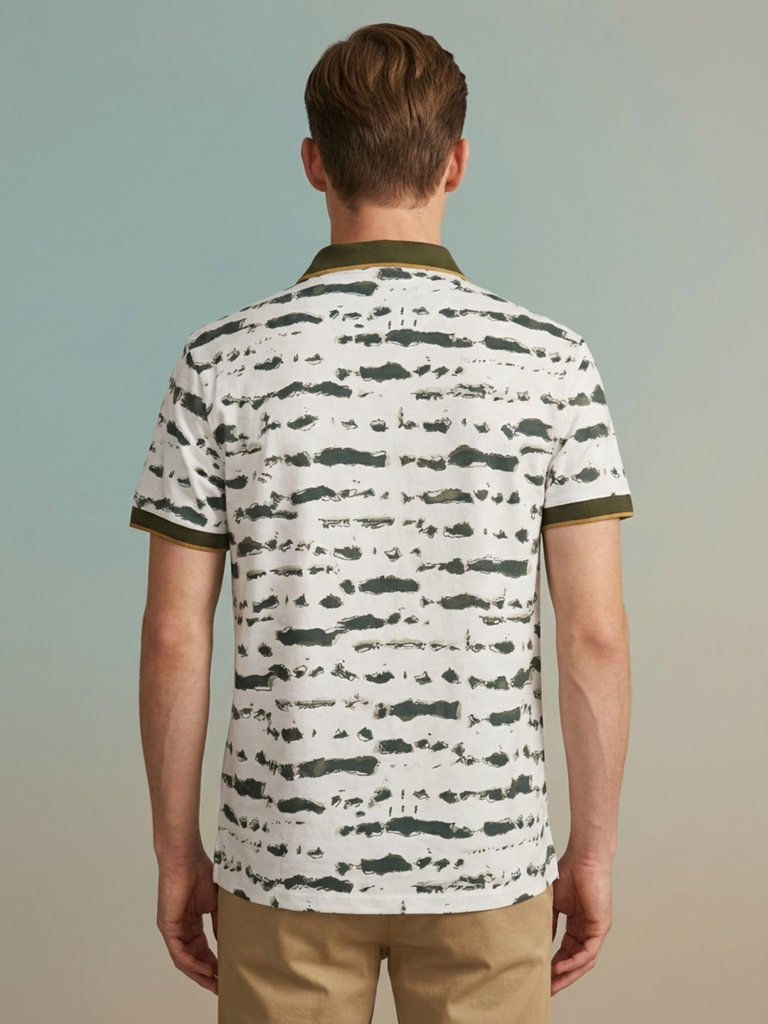 Iconic Men Cream Printed Polo T-Shirt