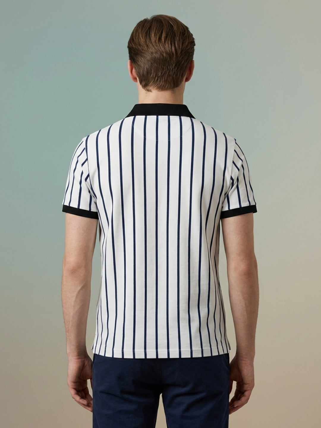 Iconic Men Multicolor Striped Polo T-Shirt