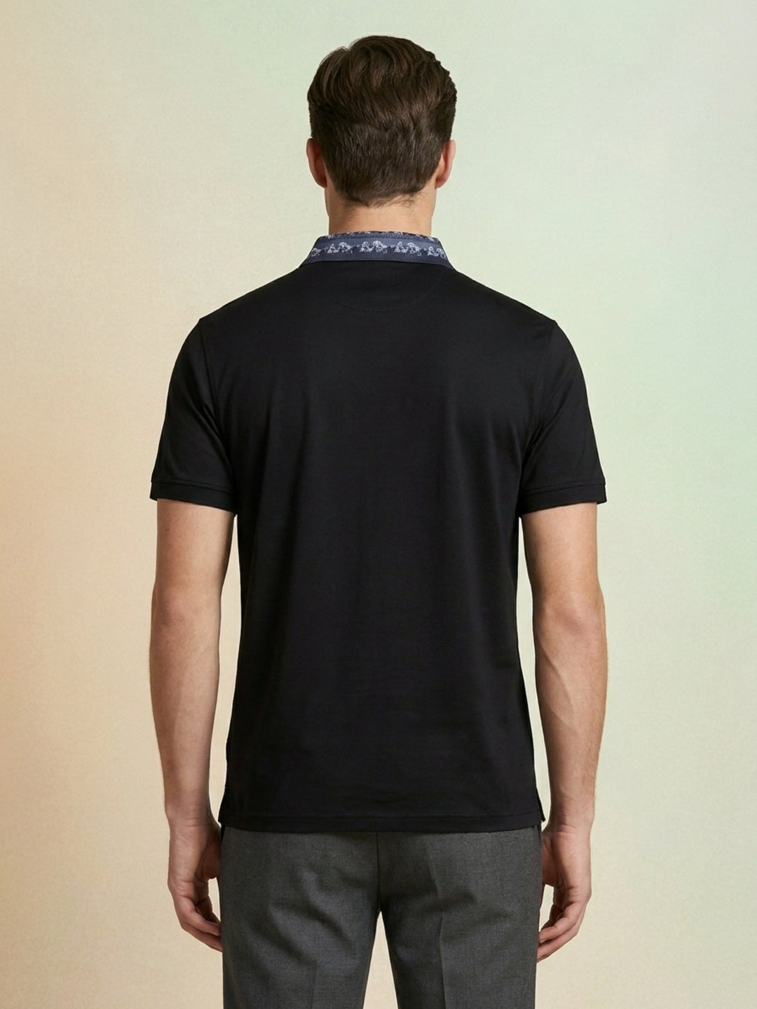 Iconic Men Black Solid Regular Fit Pure Cotton Polo T-Shirt
