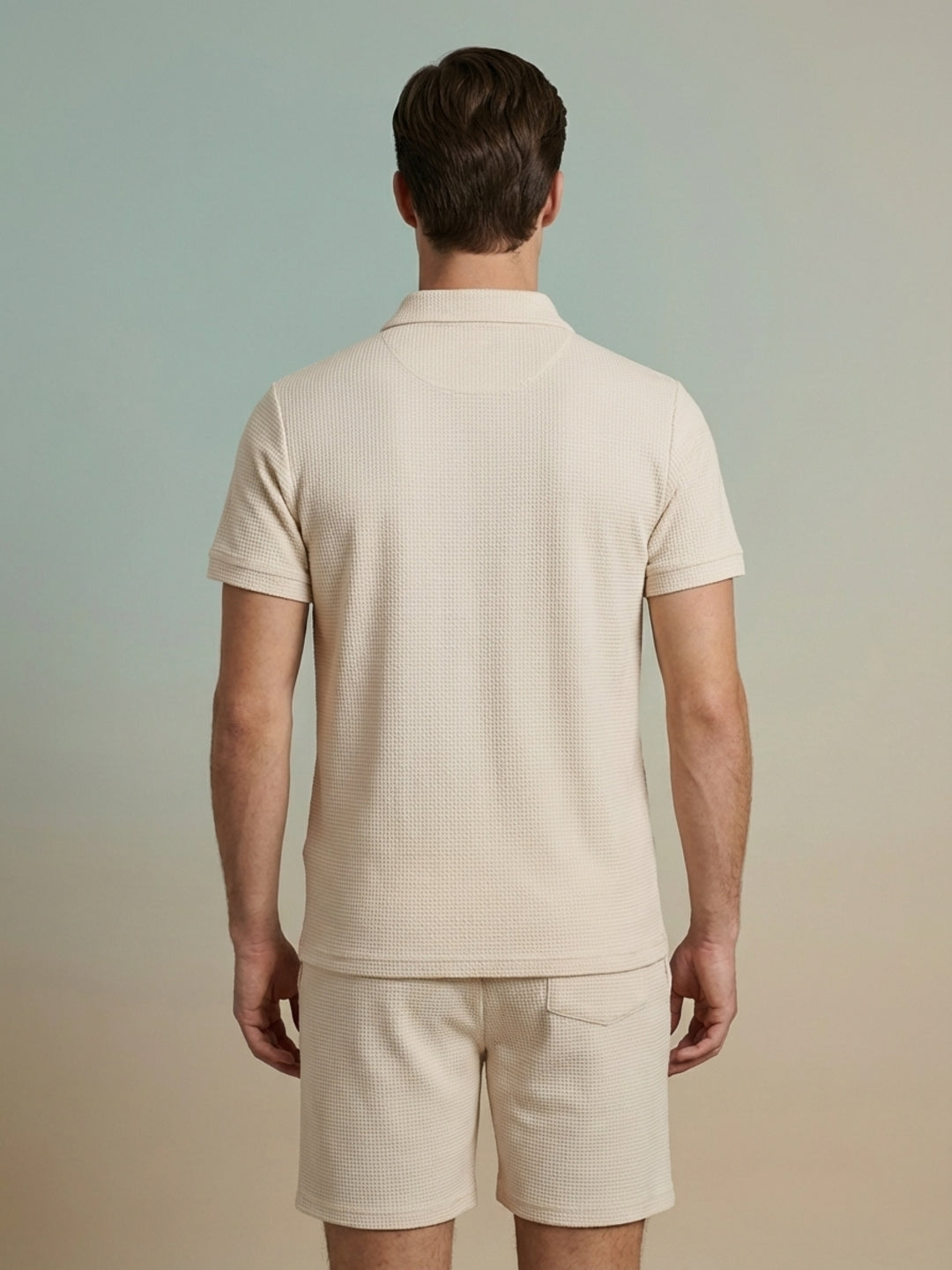 Iconic Men Cream Solid Polo T-Shirt