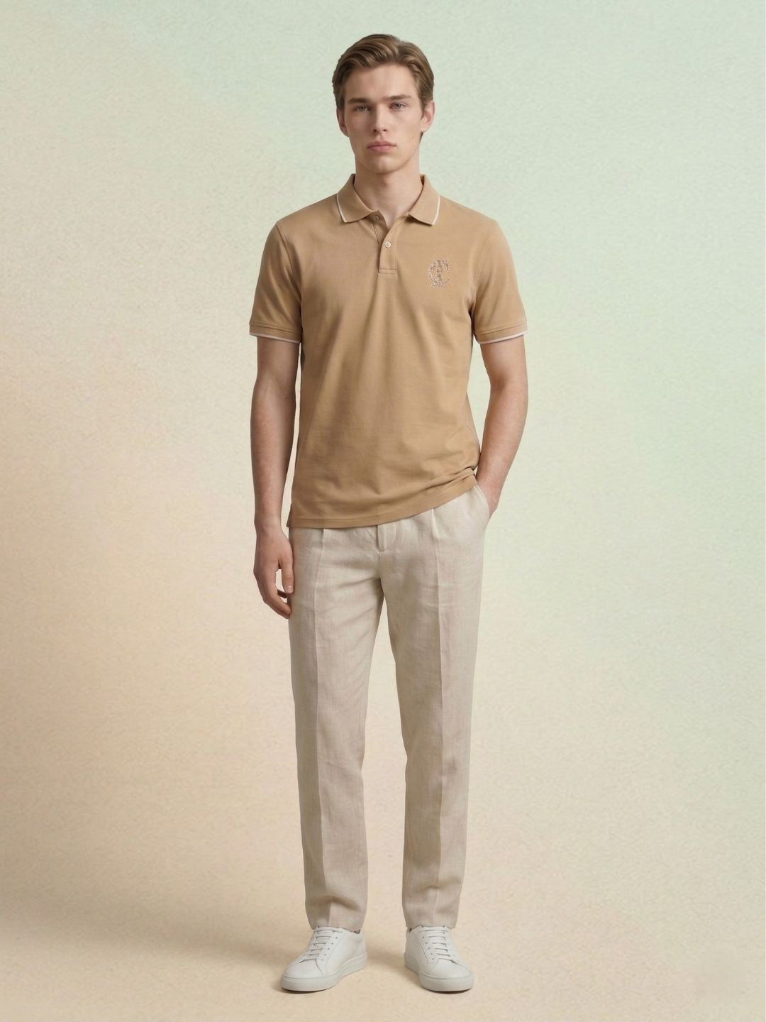 Iconic Men Brown Solid Regular Fit Pure Cotton Polo T-Shirt