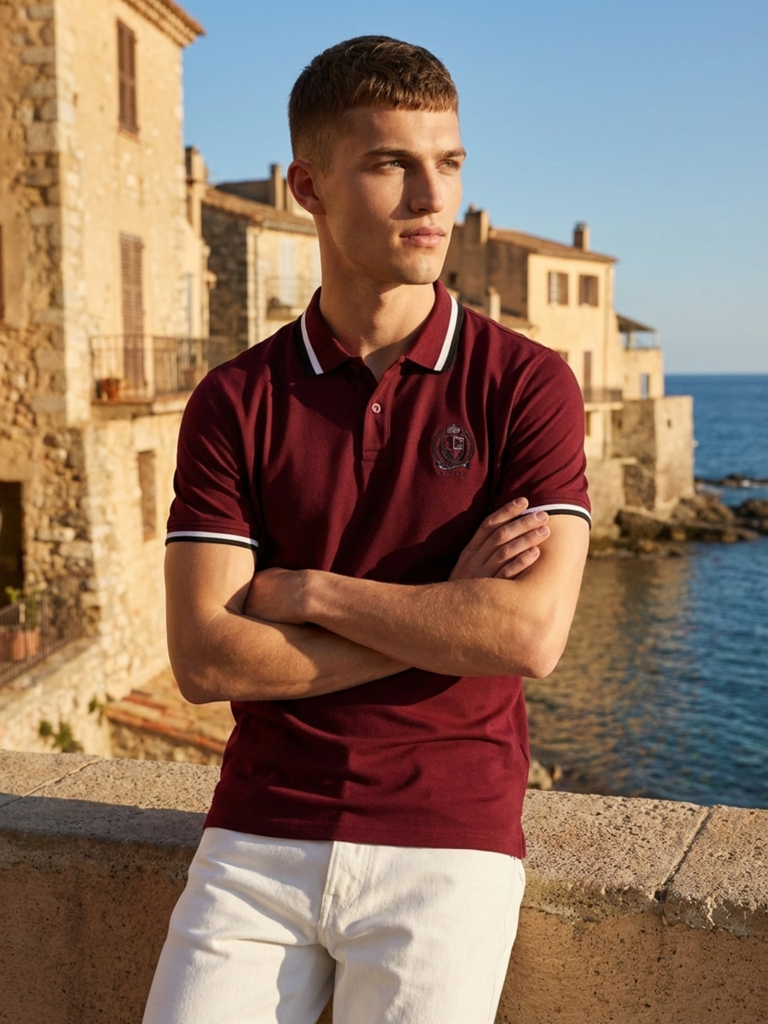 Iconic Men Maroon Cotton Solid Polo T-Shirt