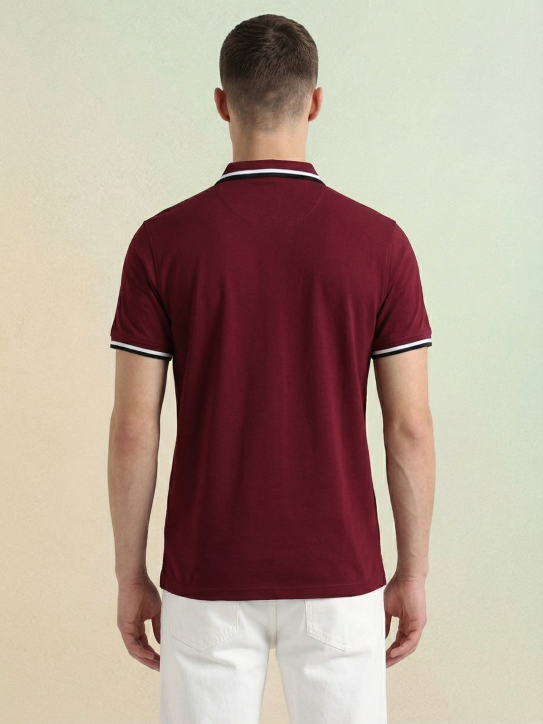 Iconic Men Maroon Cotton Solid Polo T-Shirt