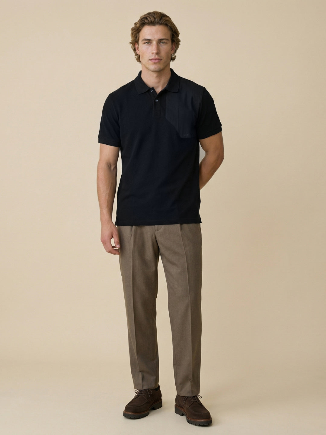 Iconic Men Black Textured Regular Fit Pure Cotton Polo T-Shirt