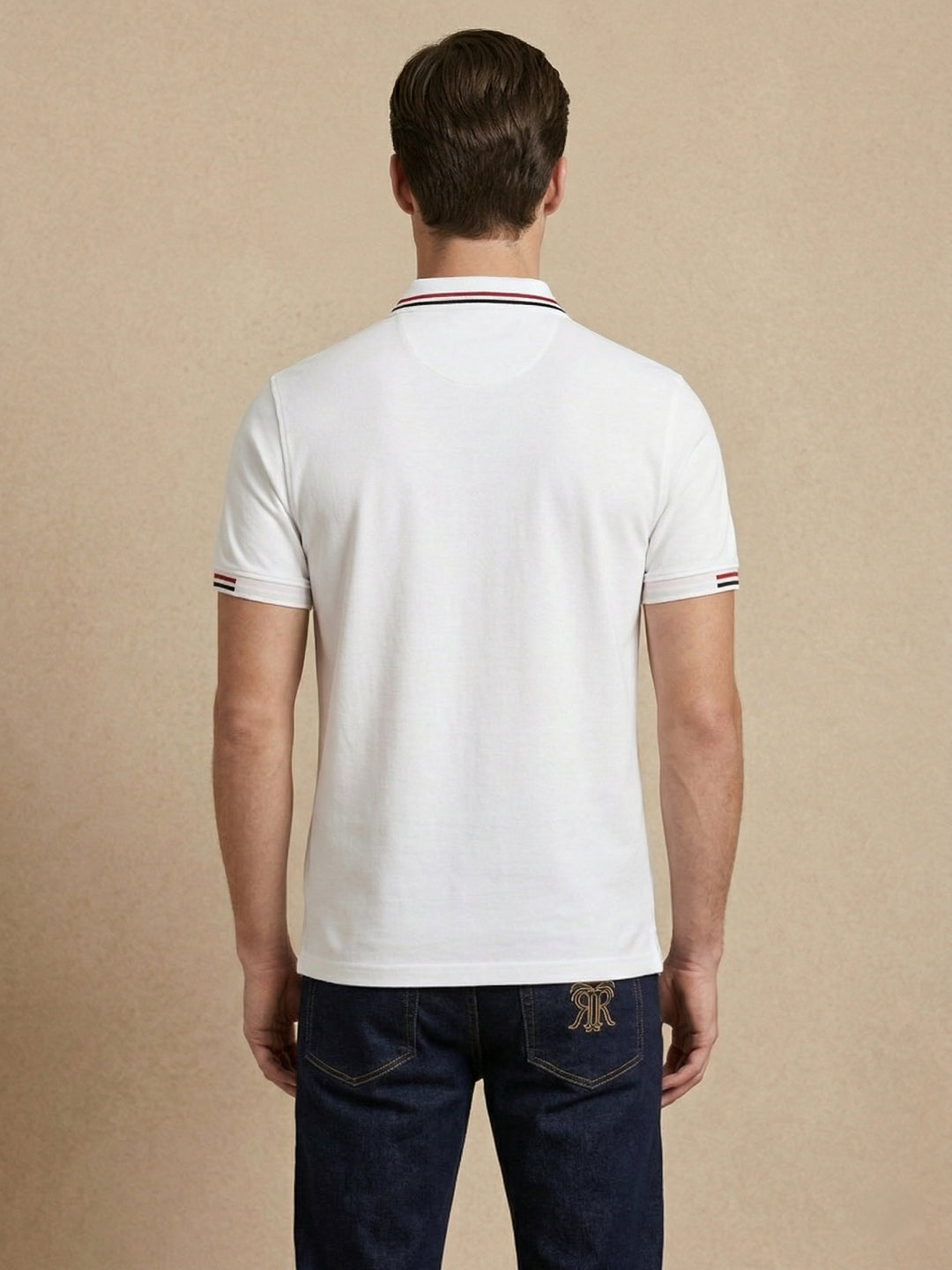 Iconic Men White Cotton Polo T-Shirt