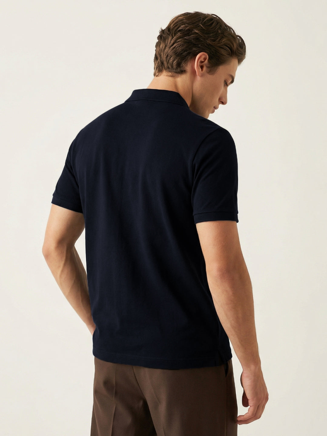 Iconic Men Navy Blue Striped Regular Fit Pure Cotton Polo T-Shirt