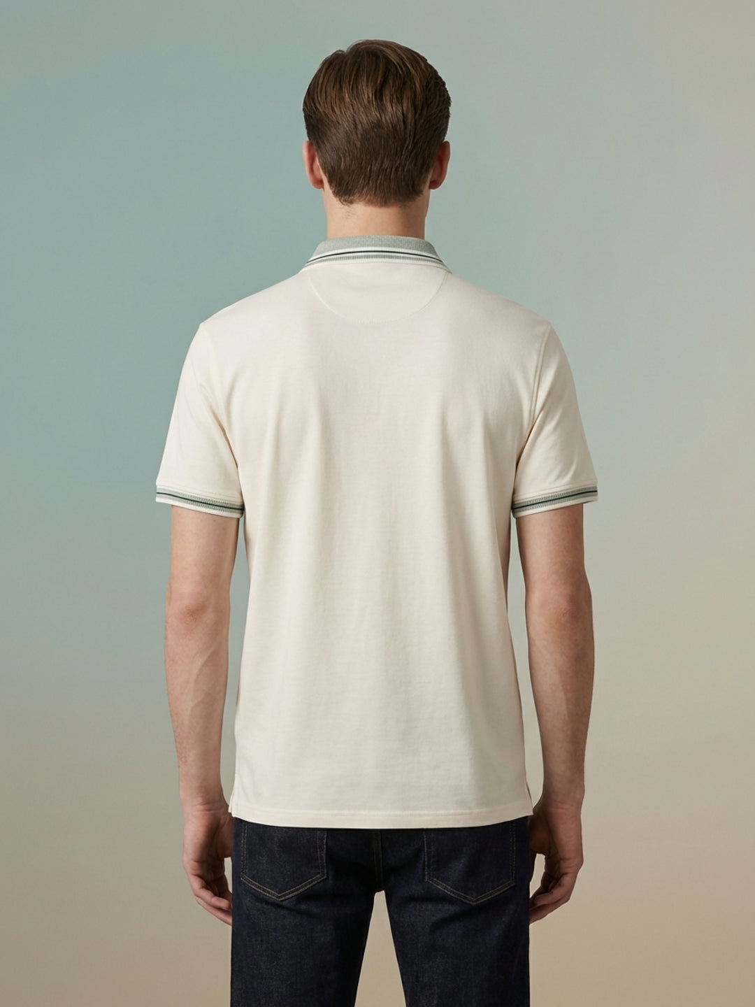 Iconic Men Cream Solid Regular Fit Pure Cotton Polo T-Shirt