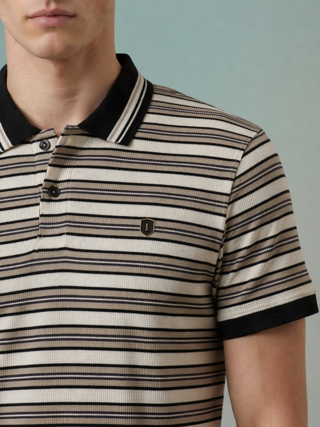 Iconic Men Multi Striped Regular Fit Polo T-Shirt